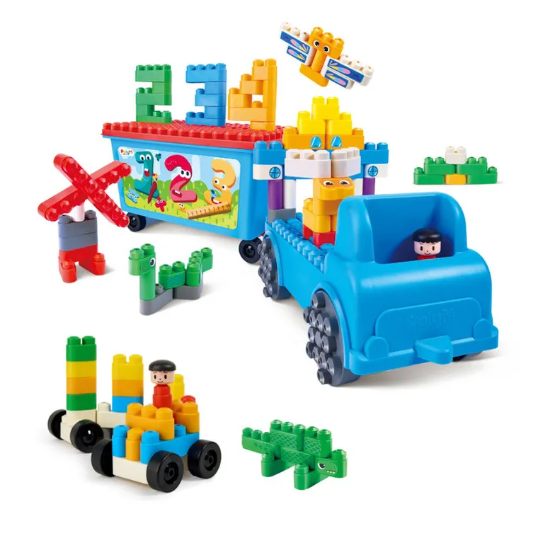 PolyM, Licz i baw się, Laweta, klocki konstrukcyjne w aucie, 114 elementów