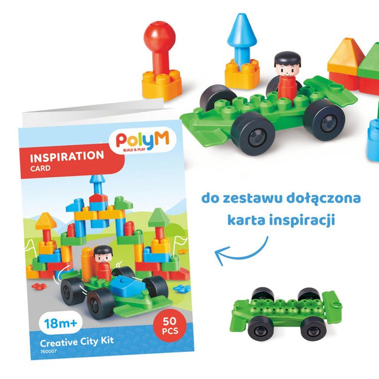 PolyM, Miasto, klocki konstrukcyjne, 50 elementów