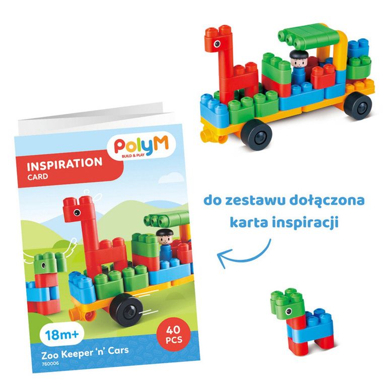 PolyM, Pojazdy opiekunów zwierząt w ZOO, klocki konstrukcyjne, 40 elementów