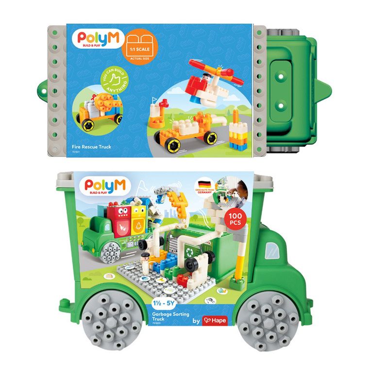 PolyM, Śmieciarka, klocki konstrukcyjne w aucie, 100 elementów