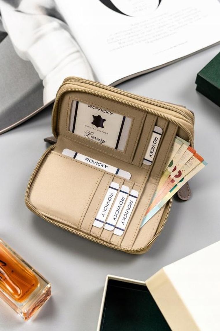 Portfel, beżowy, skóra ekologiczna, Cavaldi