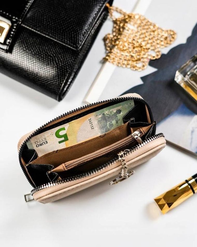 Portfel, beżowy, skóra ekologiczna, Cavaldi