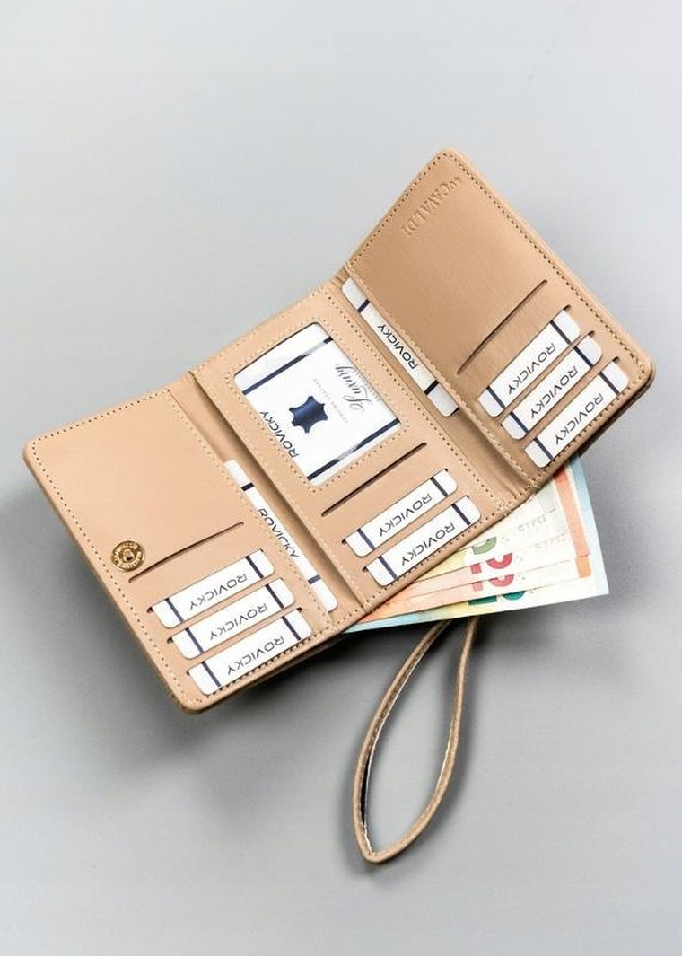 Portfel, beżowy, skóra ekologiczna, Cavaldi