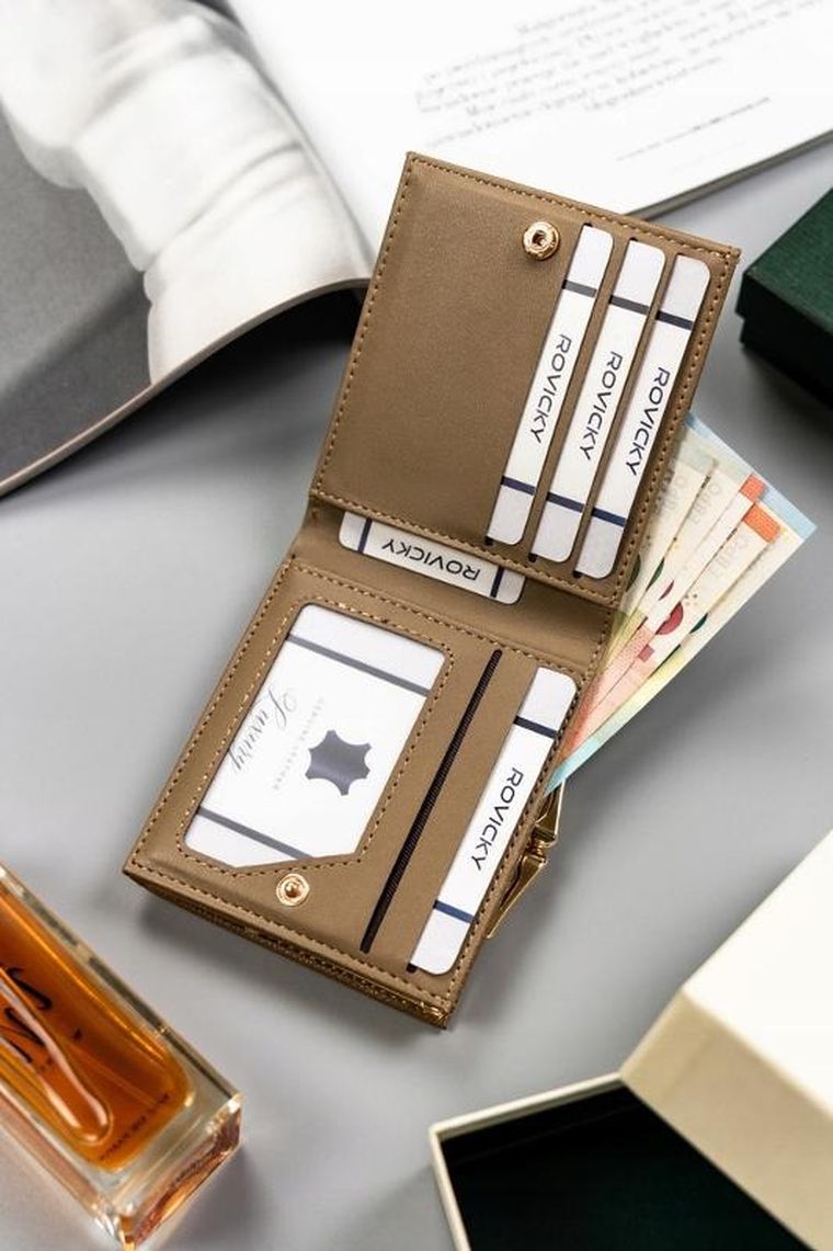 Portfel, beżowy, skóra ekologiczna, Milano Design