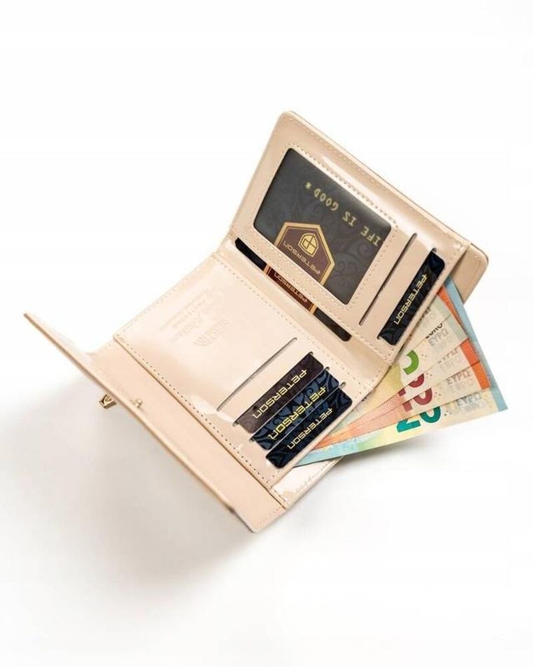 Portfel, beżowy, skóra ekologiczna, Peterson