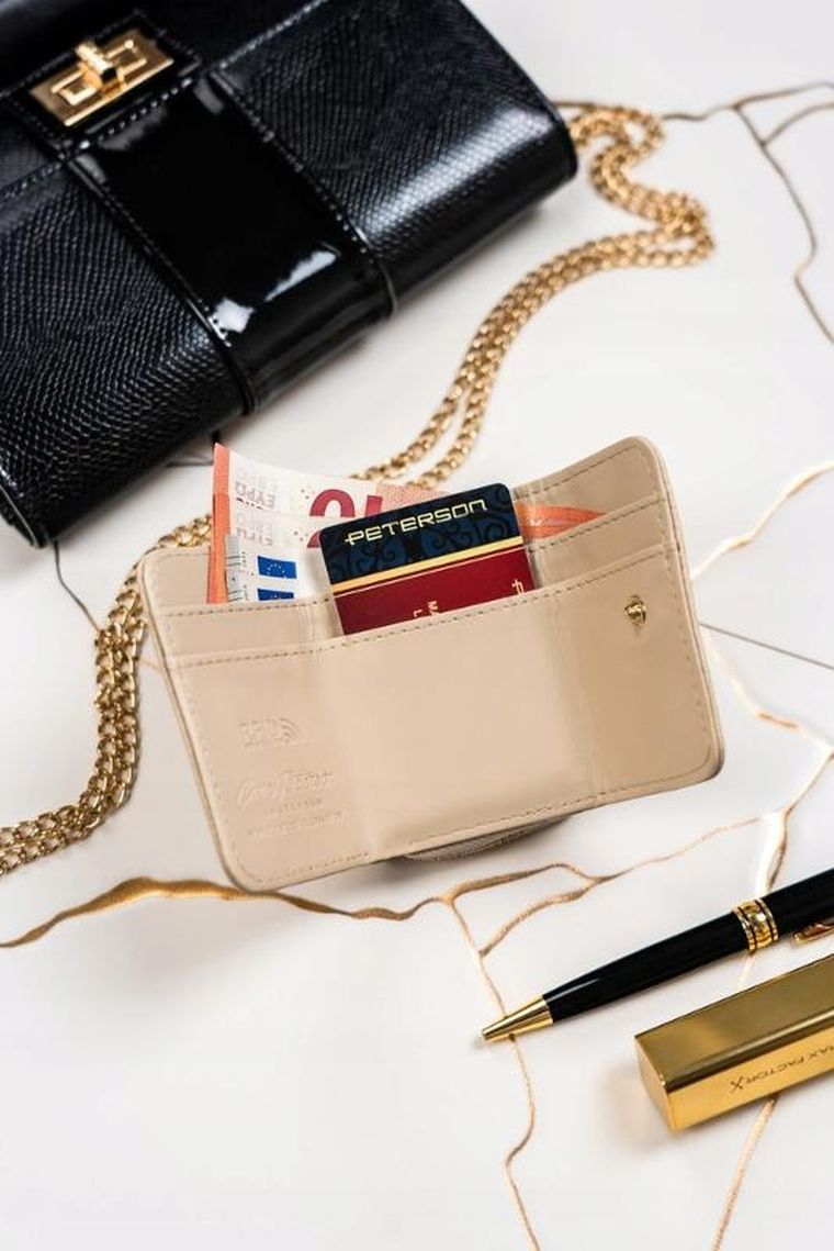 Portfel, beżowy, skóra ekologiczna, Peterson