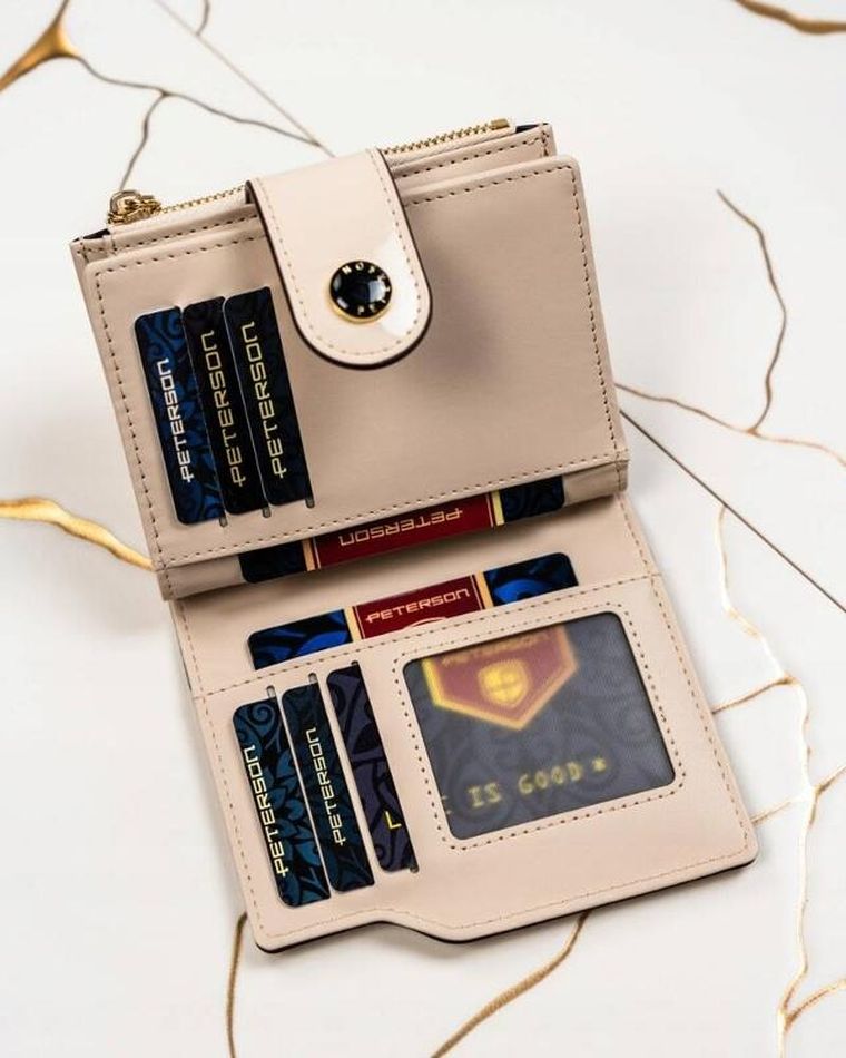 Portfel, beżowy, skóra ekologiczna, Peterson