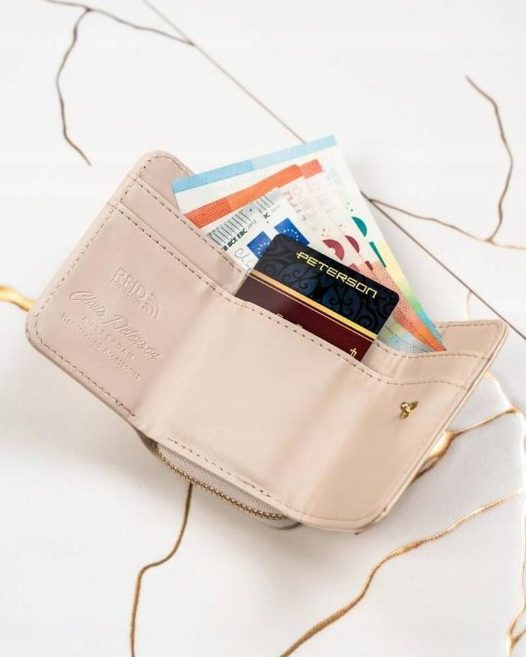 Portfel, beżowy, skóra ekologiczna, Peterson