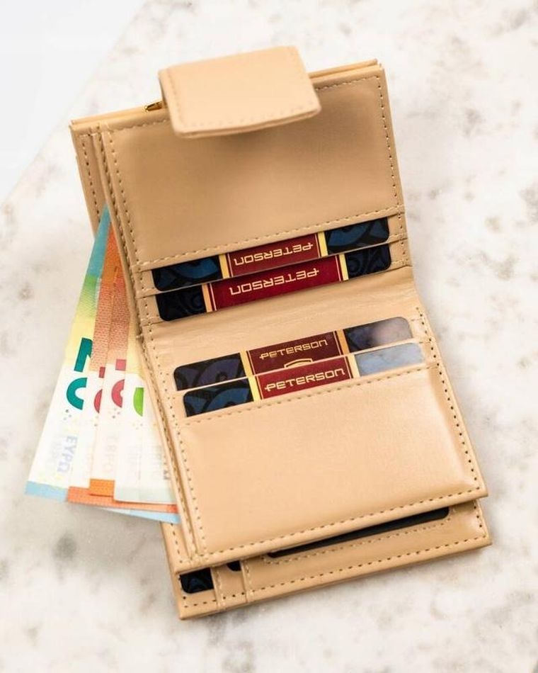 Portfel, beżowy, skóra ekologiczna, Peterson