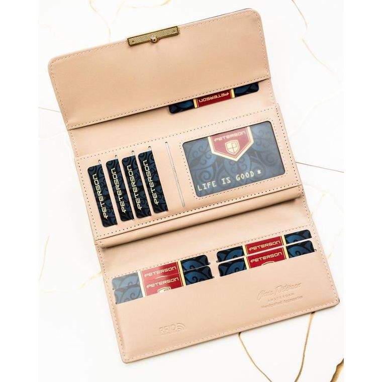 Portfel, beżowy, skóra ekologiczna, Peterson