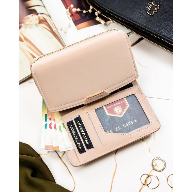 Portfel, beżowy, skóra ekologiczna, Peterson