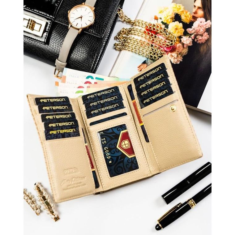Portfel, beżowy, skóra ekologiczna, Peterson