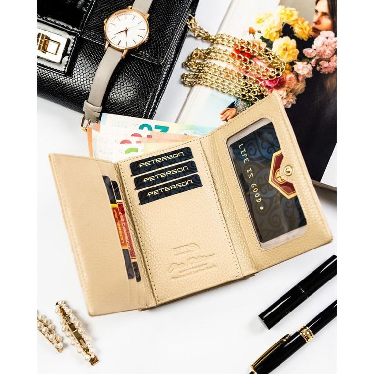 Portfel, beżowy, skóra ekologiczna, Peterson