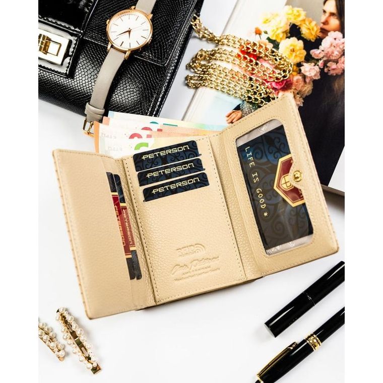 Portfel, beżowy, skóra ekologiczna, Peterson
