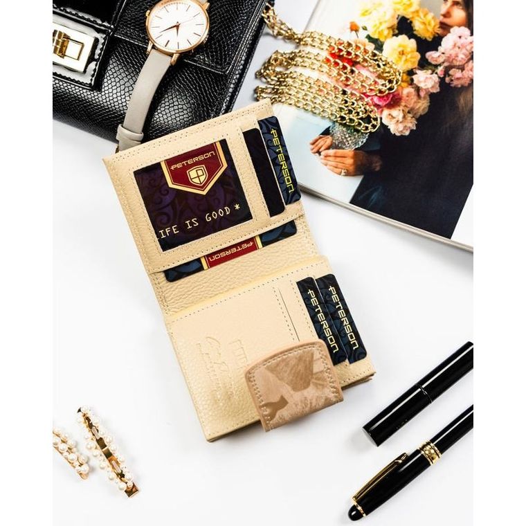 Portfel, beżowy, skóra ekologiczna, Peterson