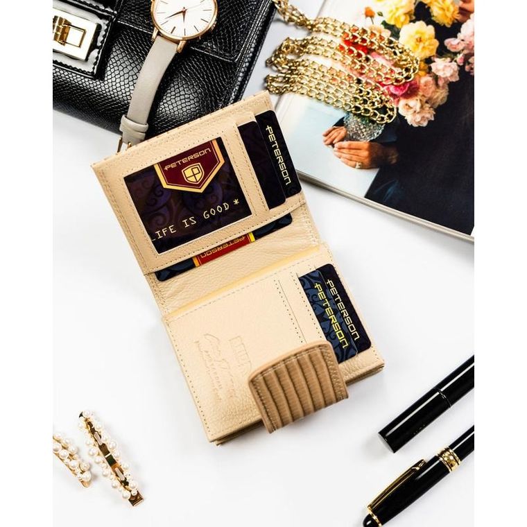 Portfel, beżowy, skóra ekologiczna, Peterson