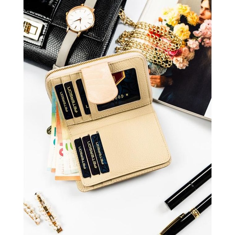 Portfel, beżowy, skóra ekologiczna, Peterson