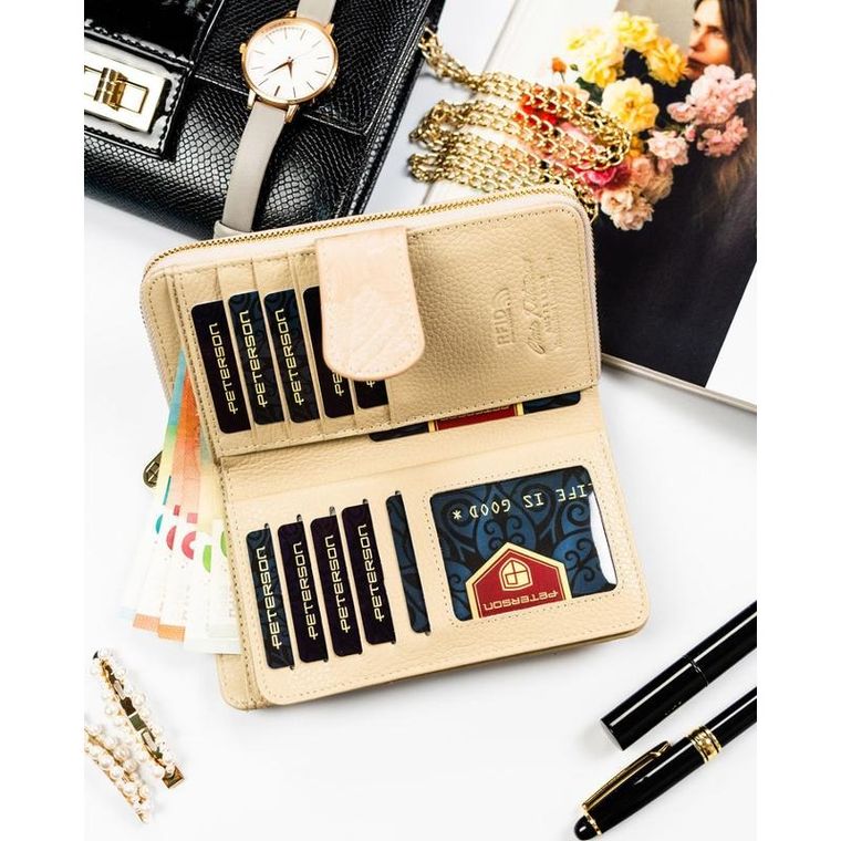 Portfel, beżowy, skóra ekologiczna, Peterson