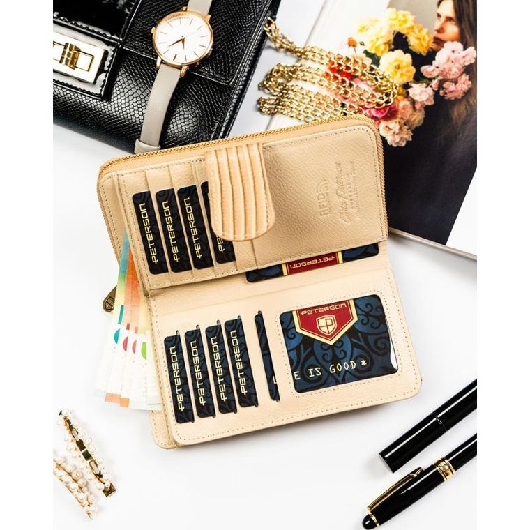 Portfel, beżowy, skóra ekologiczna, Peterson