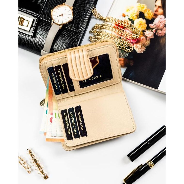 Portfel, beżowy, skóra ekologiczna, Peterson