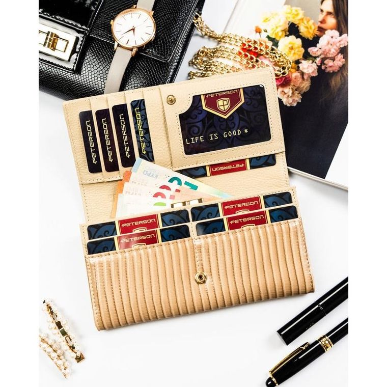Portfel, beżowy, skóra ekologiczna, Peterson