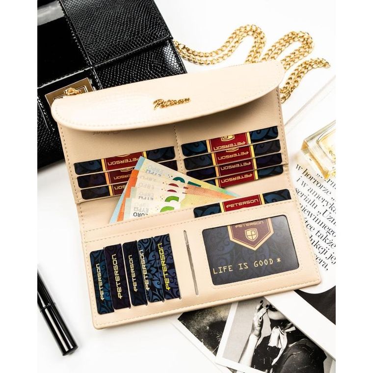 Portfel, beżowy, skóra ekologiczna, Peterson