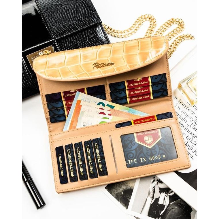 Portfel, beżowy, skóra ekologiczna, Peterson