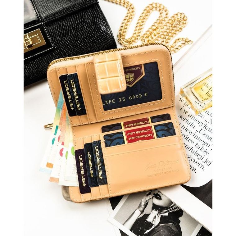 Portfel, beżowy, skóra ekologiczna, Peterson