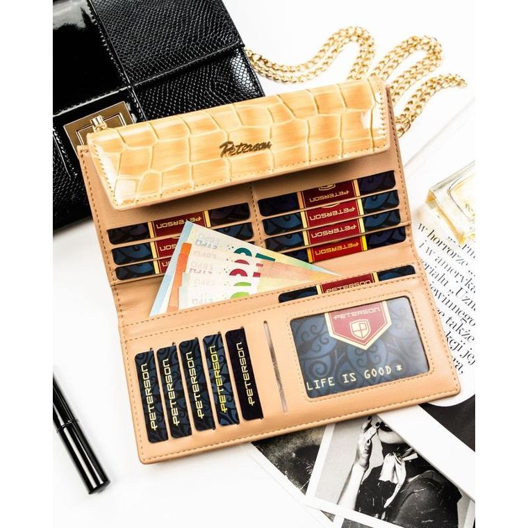 Portfel, beżowy, skóra ekologiczna, Peterson