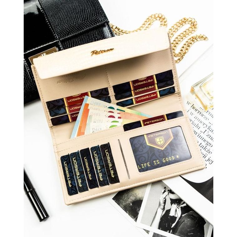 Portfel, beżowy, skóra ekologiczna, Peterson