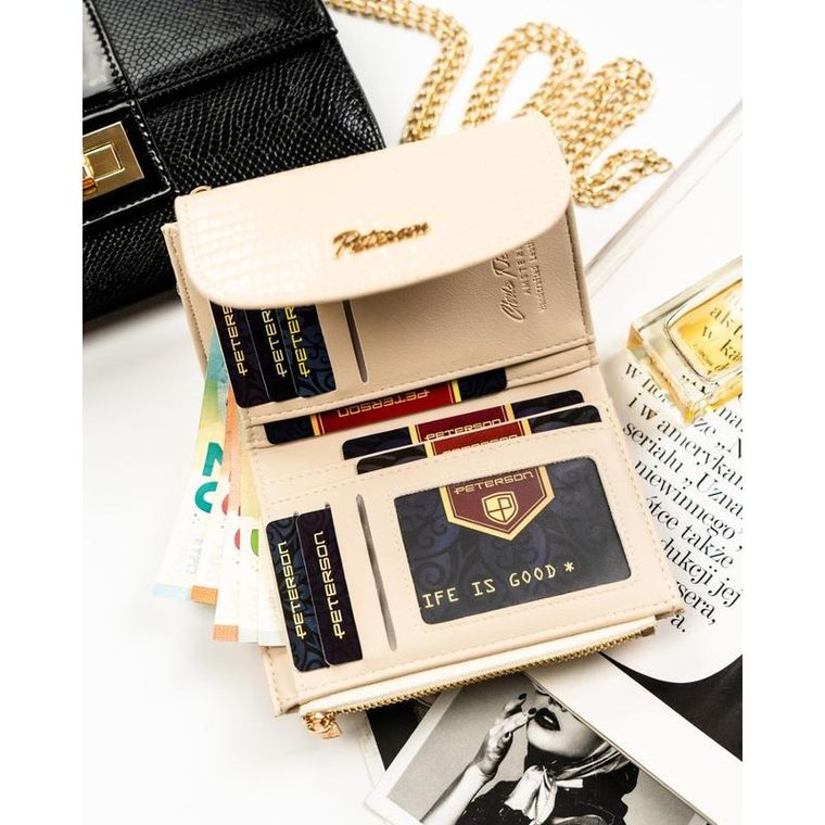 Portfel, beżowy, skóra ekologiczna, Peterson