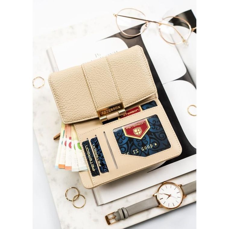 Portfel, beżowy, skóra ekologiczna, Peterson