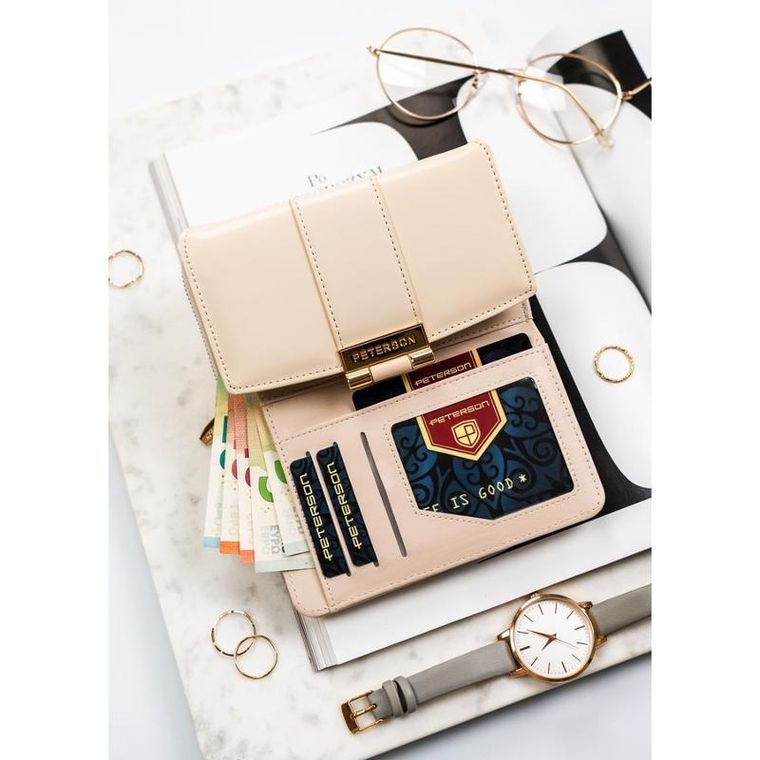 Portfel, beżowy, skóra ekologiczna, Peterson