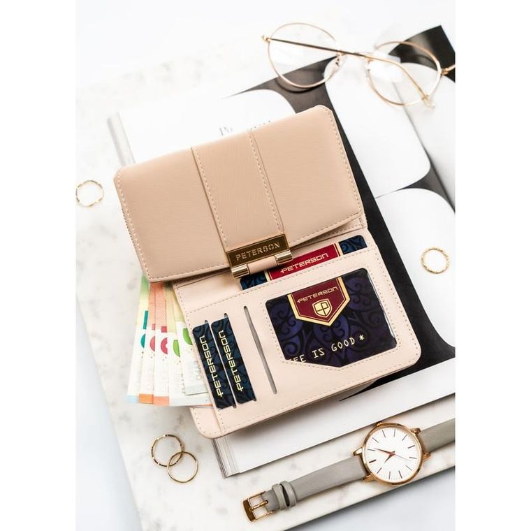 Portfel, beżowy, skóra ekologiczna, Peterson