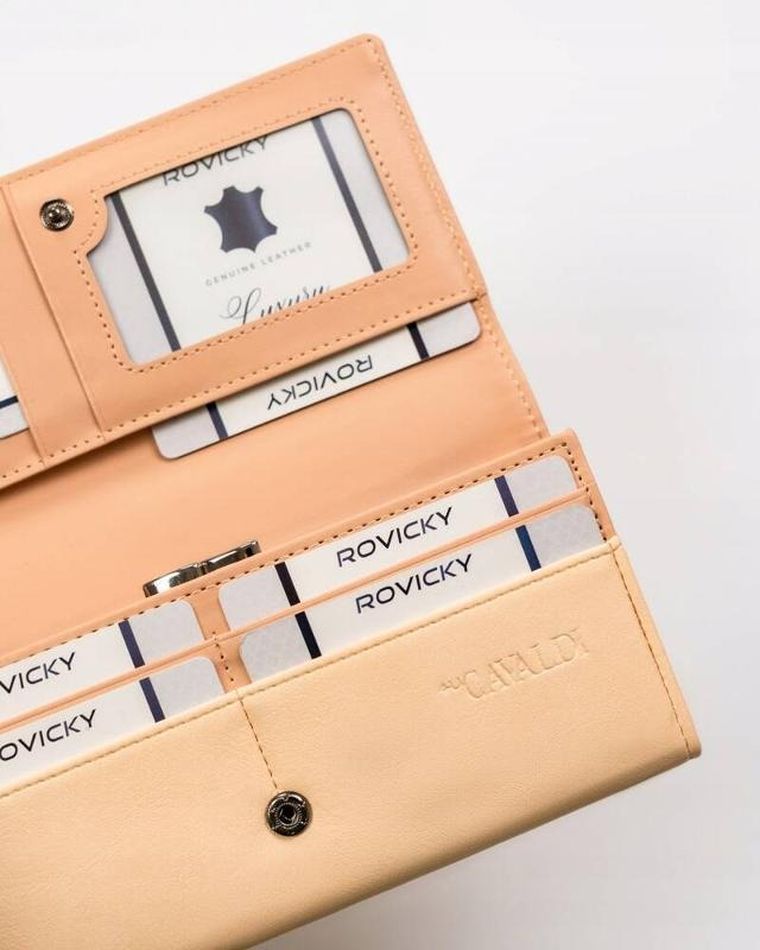 Portfel, beżowy, skóra ekologiczna, RFID, Cavaldi