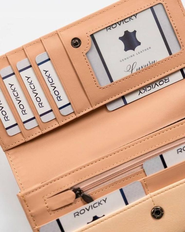 Portfel, beżowy, skóra ekologiczna, RFID, Cavaldi