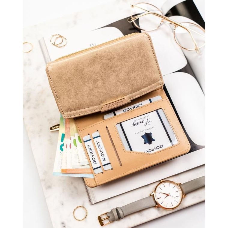 Portfel, beżowy, skóra ekologiczna, Rovicky