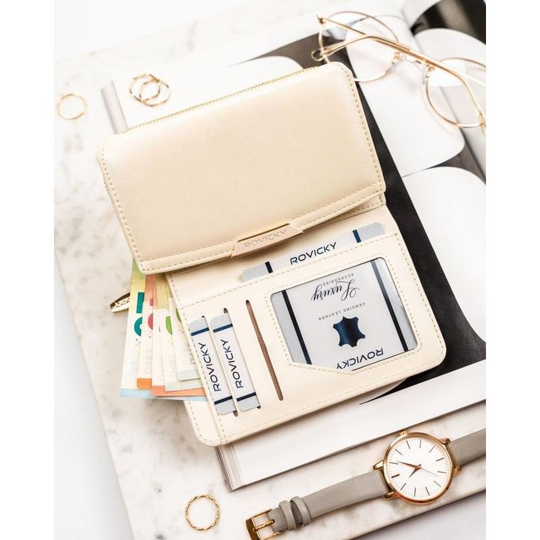 Portfel, beżowy, skóra ekologiczna, Rovicky