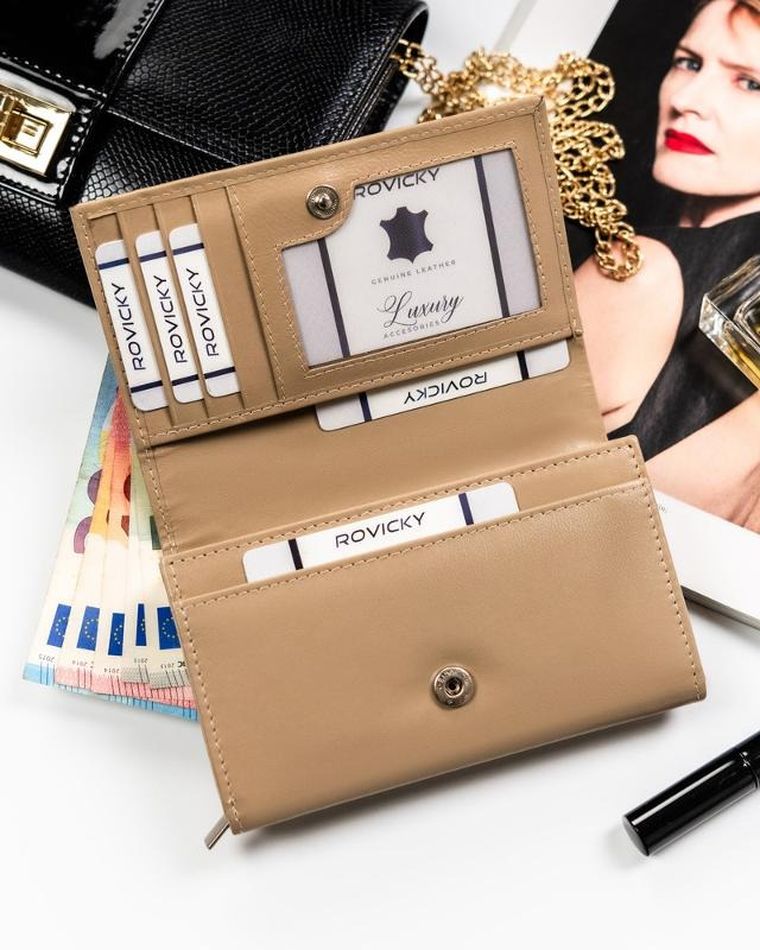 Portfel, beżowy, skórzany, Cavaldi