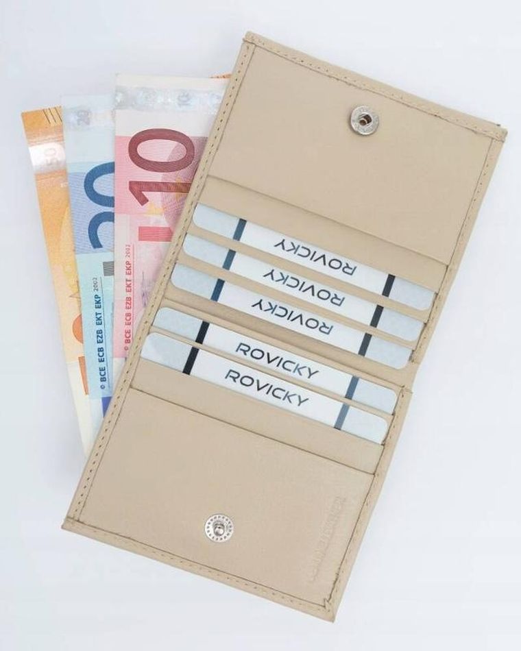 Portfel, beżowy, skórzany, Rovicky