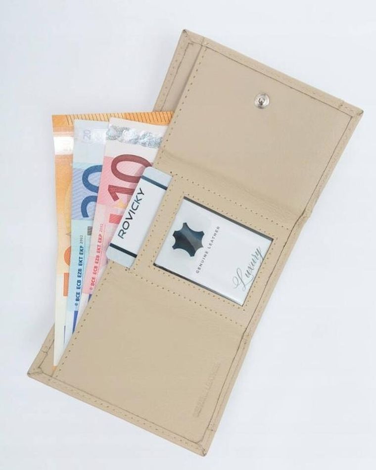 Portfel, beżowy, skórzany, Rovicky