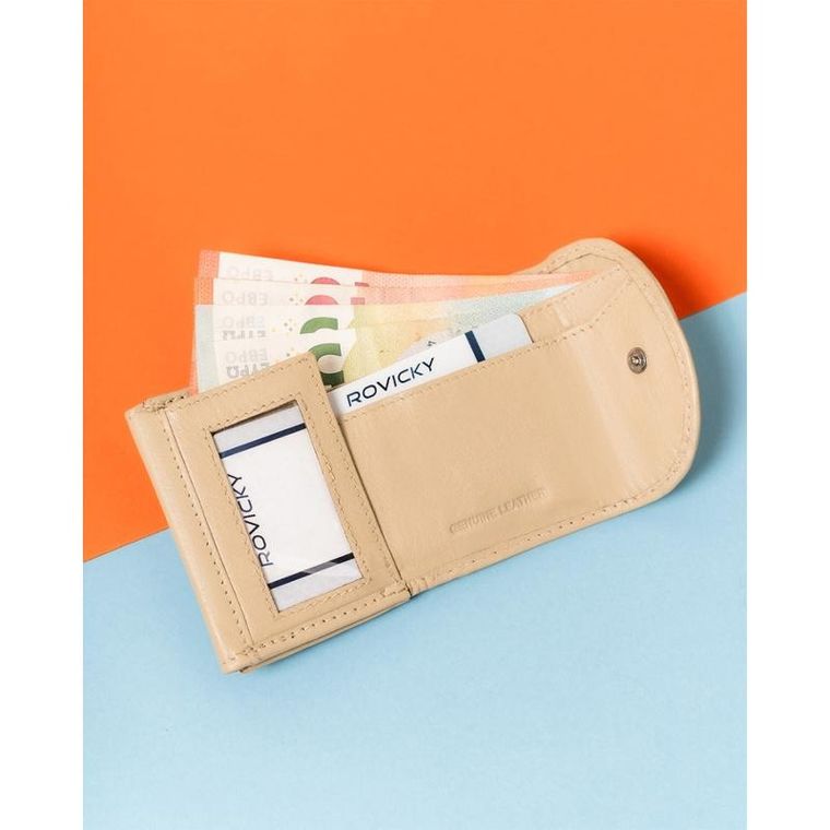 Portfel, beżowy, skórzany, Rovicky
