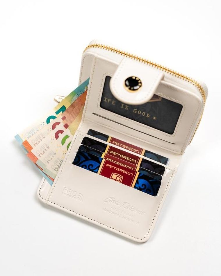 Portfel, biały, skóra ekologiczna, Peterson