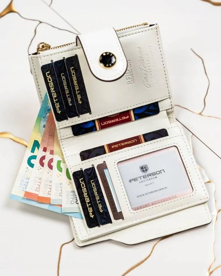 Portfel, biały, skóra ekologiczna, Peterson