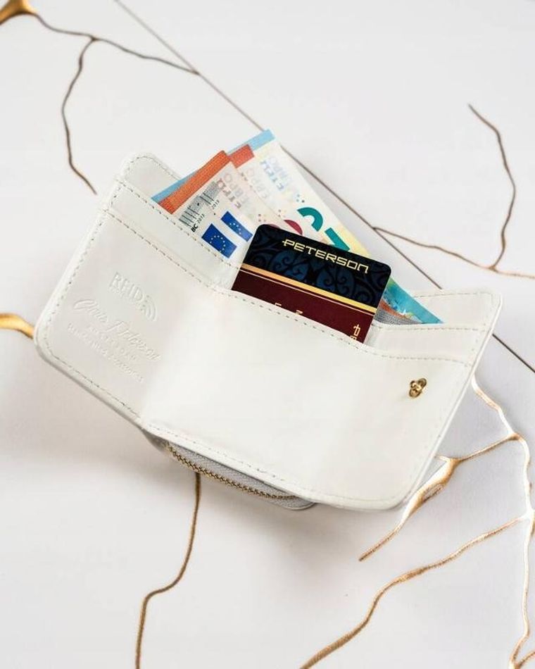 Portfel, biały, skóra ekologiczna, Peterson