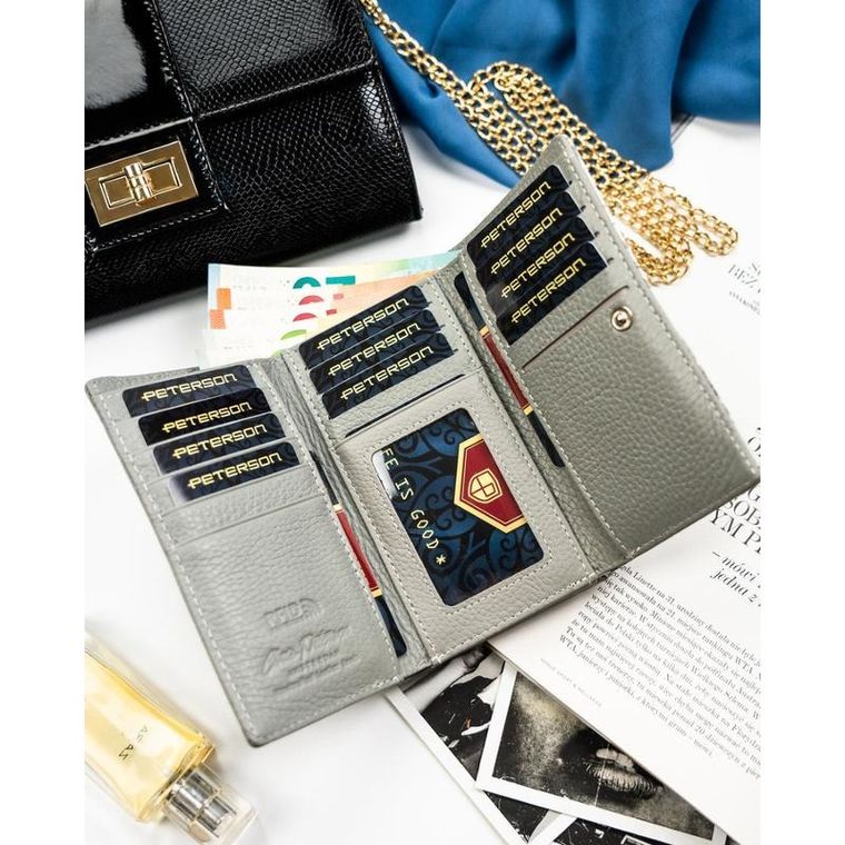Portfel, biały, skóra ekologiczna, Peterson