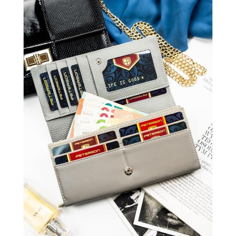Portfel, biały, skóra ekologiczna, Peterson