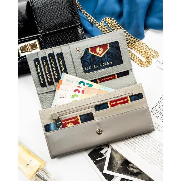 Portfel, biały, skóra ekologiczna, Peterson