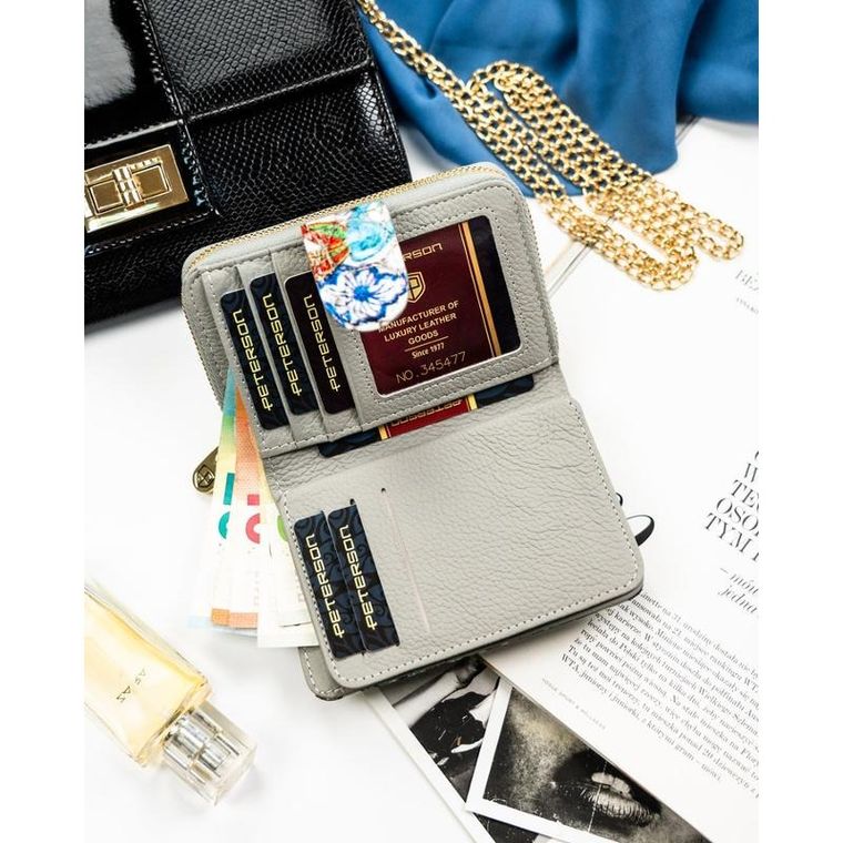 Portfel, biały, skóra ekologiczna, Peterson