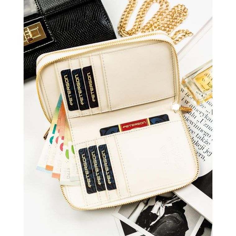 Portfel, biały, skóra ekologiczna, RFID, Peterson
